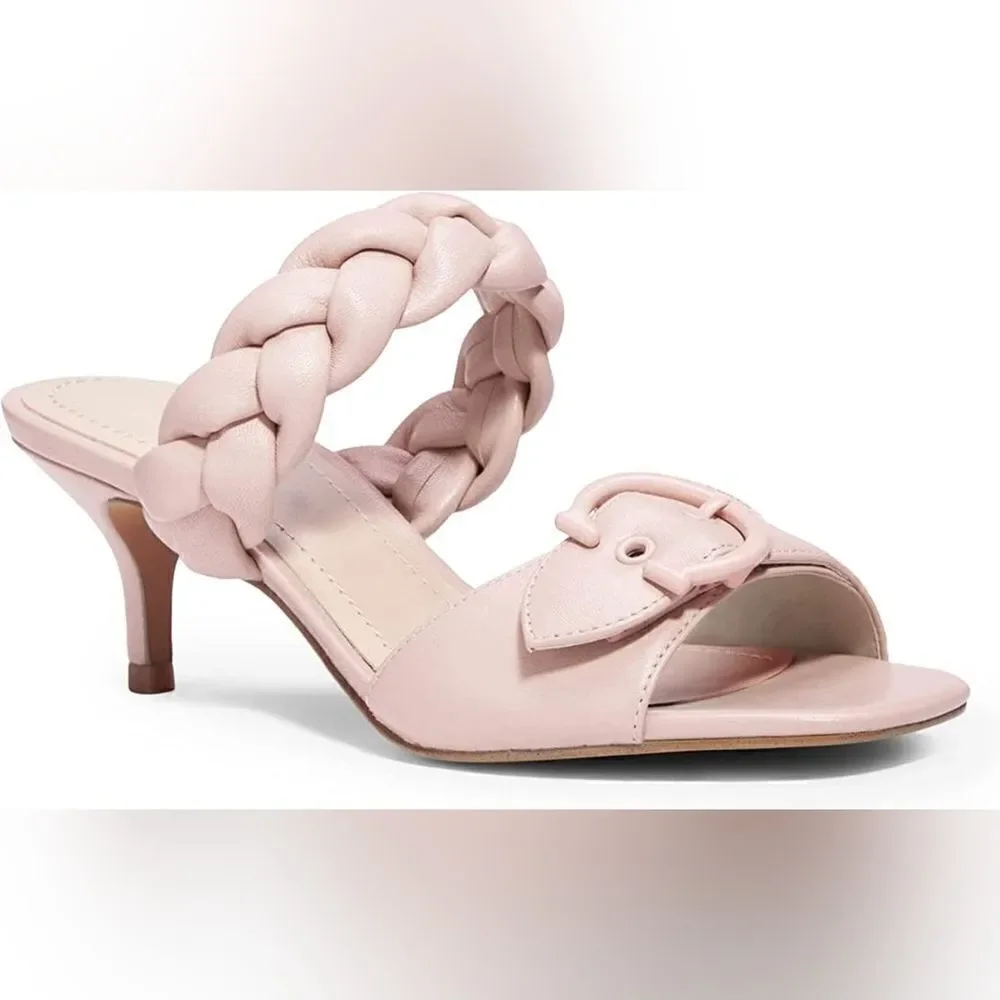 (68-2244) Coutgo Women's Braided Sandals Open Toe Kitten Heels Sz 5